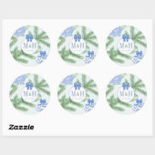 Blue White Baubles Fiore Tree Holidays Wedding Runder Aufkleber (Blatt)