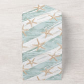 Blue White Beach Starfish Wedding All In One Einladung (Außenbereich)