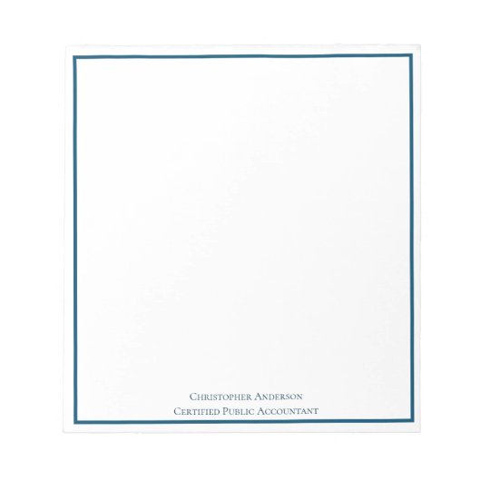 Blue White Beruflich Business Personalisiert  Notizblock (Vorderseite)