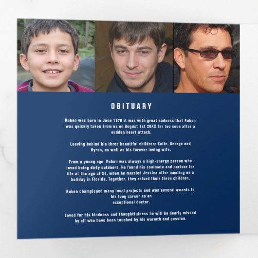 Blue white Beunerservice Mono Custom Fotos Tri- Dreifach-gefaltete Programmkarte (Innen Erste Seite)