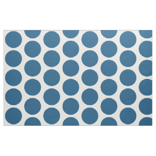 Blue White Big Polka Dots Fabric Stoff