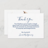 Blue White Bird Beerdigung Danke, Beileid Mitteilungskarte (Vorne/Hinten)