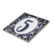 Blue White Bird Blumen Woodland House Number Oval Fliese (Seite)