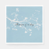Blue White Bird Branches Wedding Serviette (Vorderseite)