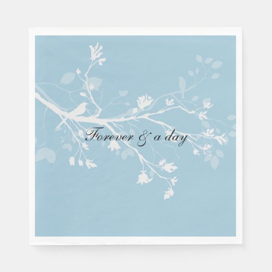 Blue White Bird Branches Wedding Serviette (Vorderseite)