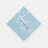 Blue White Bird Branches Wedding Serviette (Ecke)