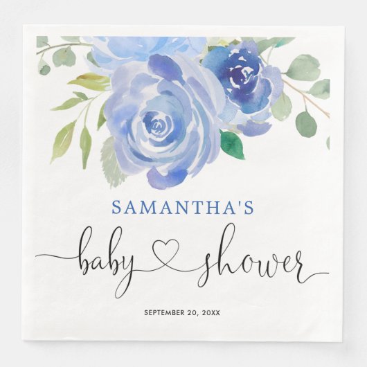 Blue White Blues Baby Duschpapier Dinner Serviette (Vorderseite)
