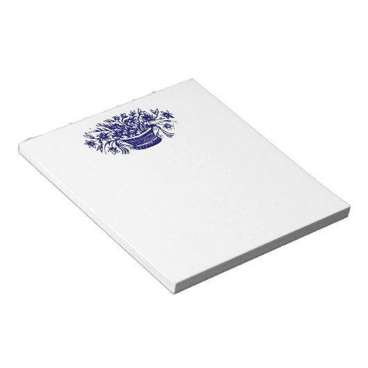 Blue White Blume - Aktionskorb Notepad Notizblock (angewinkelt)