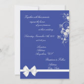 Blue & White Blume Herz Hochzeit Foto Einladung (Rückseite)