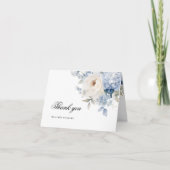 Blue & White Blume Hochzeit Dankeschön Karte (Vorderseite)