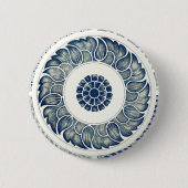Blue White Blumenchinesisch Runde Button (Vorderseite)