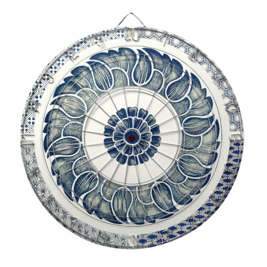 Blue White Blumenchinesisch Runde Dartscheibe (vorne)