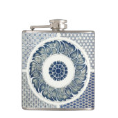 Blue White Blumenchinesisch Runde Flachmann (Vorderseite)