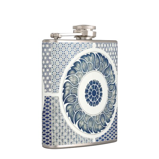 Blue White Blumenchinesisch Runde Flachmann (Rechts)