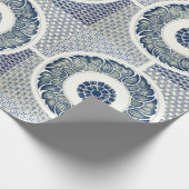 Blue White Blumenchinesisch Runde Geschenkpapier (Ecke)
