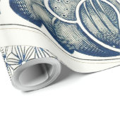 Blue White Blumenchinesisch Runde Geschenkpapier (Rolleneckpunkt)