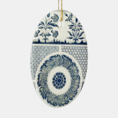 Blue White Blumenchinesisch Runde Keramik Ornament (Rechts)