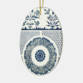 Blue White Blumenchinesisch Runde Keramik Ornament (Links)