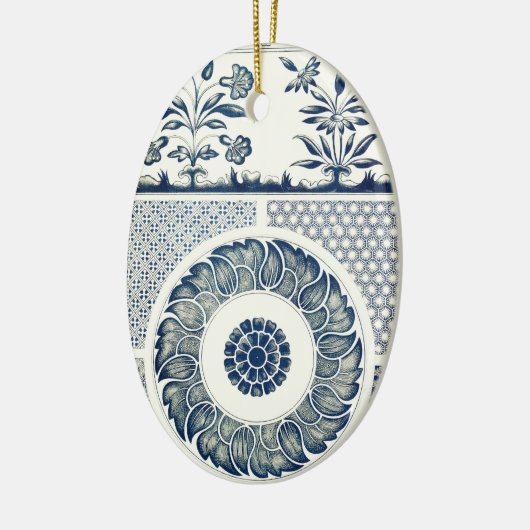 Blue White Blumenchinesisch Runde Keramik Ornament (Links)