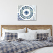 Blue White Blumenchinesisch Runde Leinwanddruck (Insitu (Schlafzimmer))
