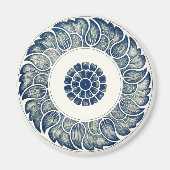 Blue White Blumenchinesisch Runde Magnet (Vorne)