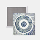 Blue White Blumenchinesisch Runde Magnet (Vorderseite/Rückseite)