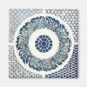 Blue White Blumenchinesisch Runde Magnet (Vorne)
