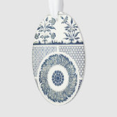 Blue White Blumenchinesisch Runde Ornament (Vorderseite)