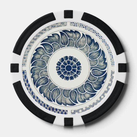 Blue White Blumenchinesisch Runde Pokerchips (Vorderseite)