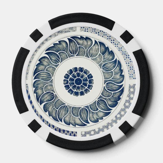Blue White Blumenchinesisch Runde Pokerchips (Rückseite)