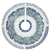 Blue White Blumenchinesisch Runde Polyester Weihnachtsbaumdecke (Vorderseite)