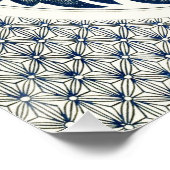 Blue White Blumenchinesisch Runde Poster (Ecke)