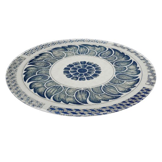 Blue White Blumenchinesisch Runde Schneidebrett (Ecke)