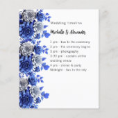 Blue White Blumenskript Budget Hochzeitsprogramm (Vorne)