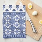 Blue White Boho style tea towel Geschirrtuch (Viertel Falte)