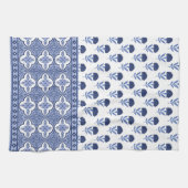 Blue White Boho style tea towel Geschirrtuch (Horizontal)