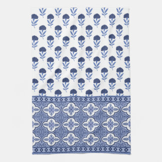 Blue White Boho style tea towel Geschirrtuch