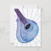 Blue & White Bouzouki Musical Instrument Flat Card (Vorderseite)
