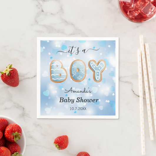 Blue White Boy Baby Dusche Serviette (Beispiel)