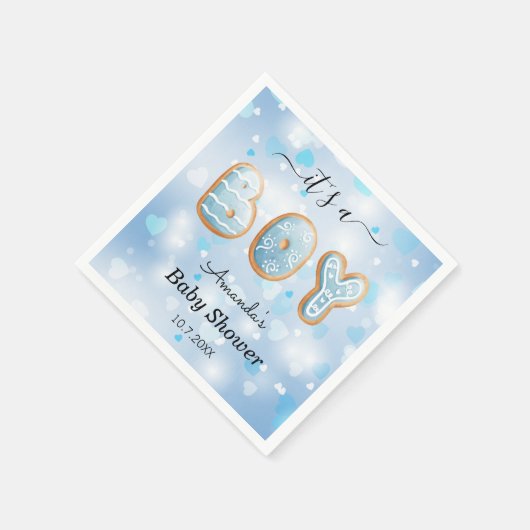 Blue White Boy Baby Dusche Serviette (Ecke)