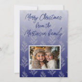 Blue White Branch Pattern Foto Weihnachten (Vorderseite)