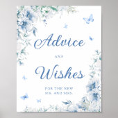 Blue White Brautparty Ratschläge und Wünsche Poster (Vorne)