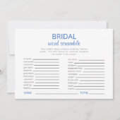 Blue & White Brautparty Word Scramble Game II Einladung (Vorderseite)