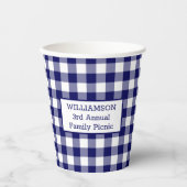 Blue White Buffalo Karo Ihr Name Familie Picnic Pappbecher (Vorderseite)