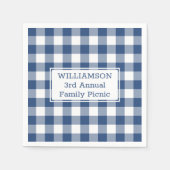 Blue White Buffalo Karo Ihr Name Familie Picnic Serviette (Vorderseite)