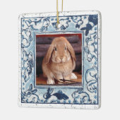 Blue & White Bunny Rabbit Delft Dedham Pet Foto Keramikornament (Links)