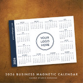 Blue White Business Logo 2026 Magnetic Calendar Magnetkarte
