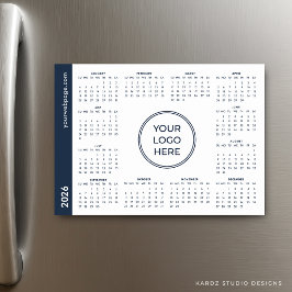 Blue White Business Logo 2026 Magnetic Calendar Magnetkarte