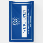 Blue White Business Logo Wir sind offen Banner (Vertikal)