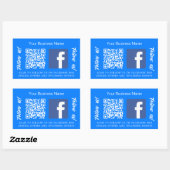 Blue white business name qr code Facebook Rechteckiger Aufkleber (Blatt)